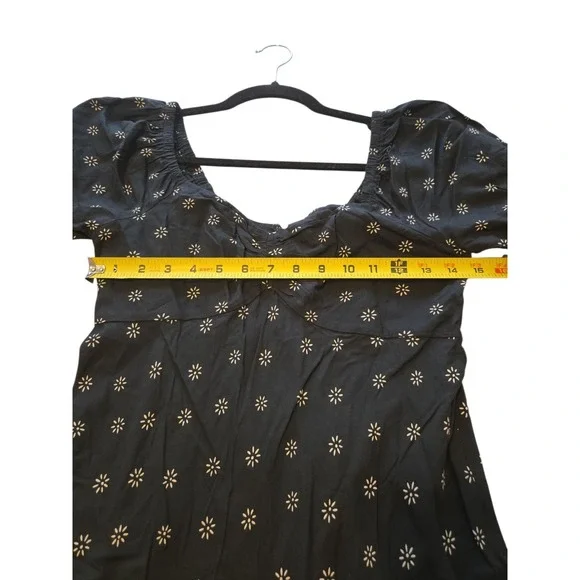 Madewell Size 0 Black Sweetheart Puff-Sleeve‎ Midi Dress New With Tags - Picture 8 of 14